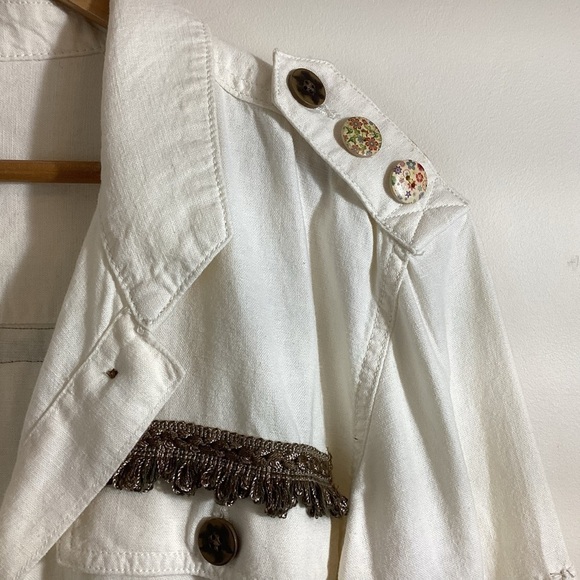 Upcycled Linen Cotton Womens Jacket Size M Boho OOAK Shabby Chic Patches Quilted - Picture 9 of 16